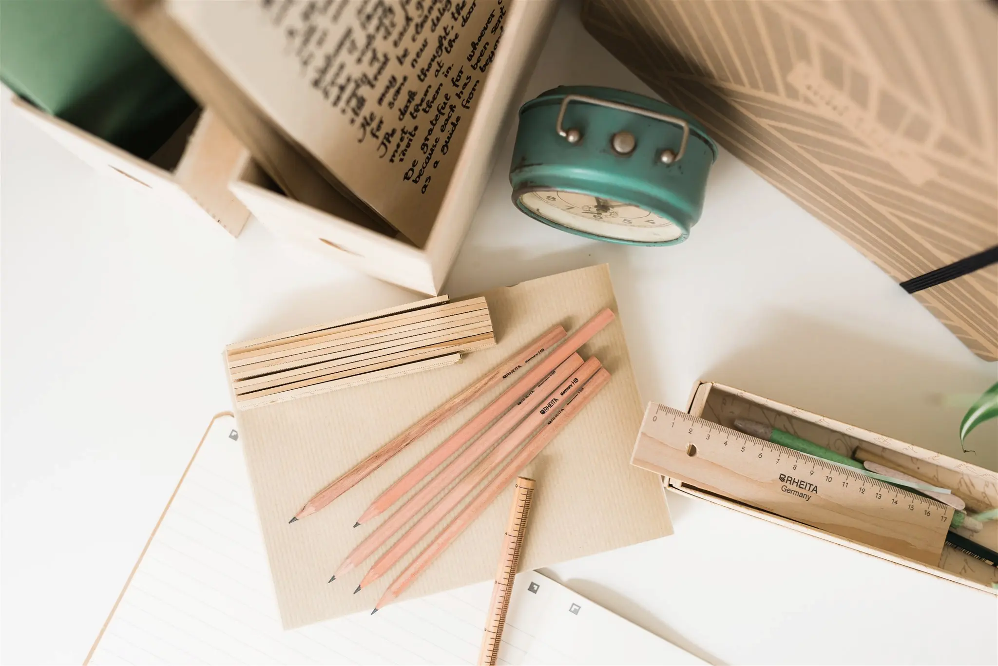 Pencils, ruler and notebook for space planning — 3D storage visualization Zagreb
