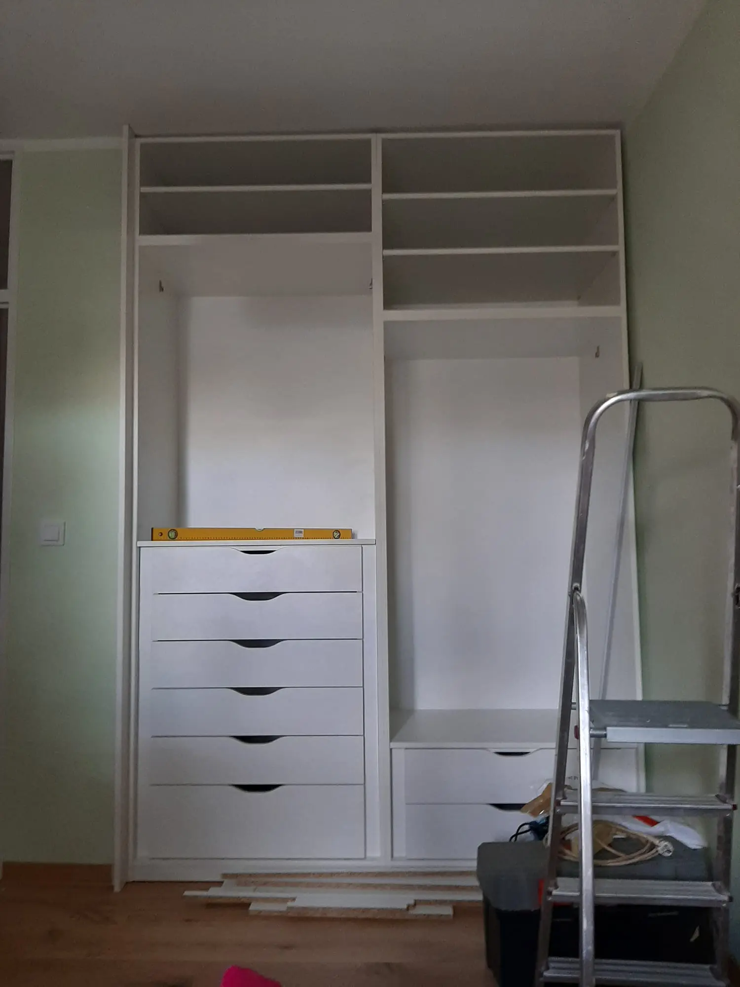 Custom wardrobe under construction, built to the storage plan — Zagreb